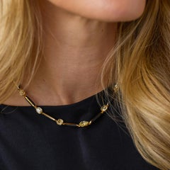Lugano 15.70 carat total weight diamond 18k yellow gold enamel necklace