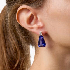 Lugano 27.84 carat tanzanite diamond 18k white gold dangle earrings