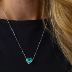 Collier Lugano en or blanc 18 carats avec une tourmaline Paraíba de 6,88 carats et des diamants