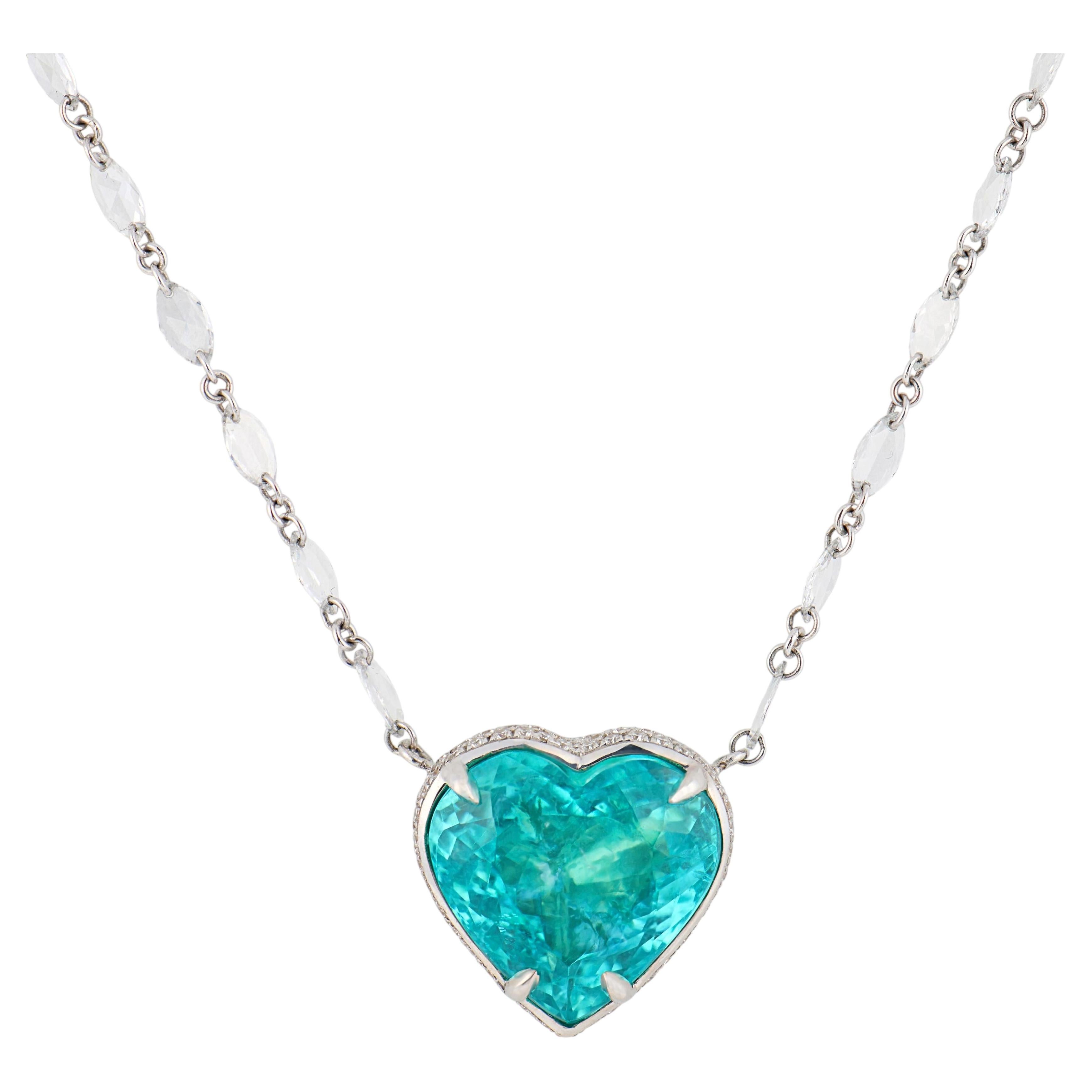 Collar de Lugano con turmalina Paraíba de 6,88 quilates y diamantes, en oro blanco de 18 quilates