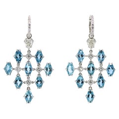 Lugano Aquamarine and Diamond 18k White Gold Earrings