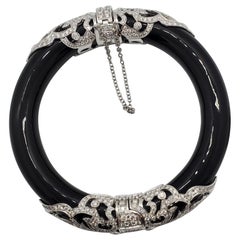 Lugano Black Onyx and White Diamond Bangle