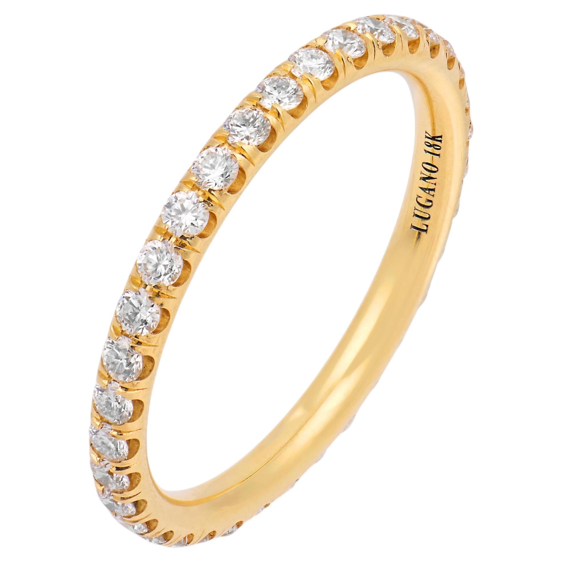 Lugano diamond 18k yellow gold eternity band For Sale