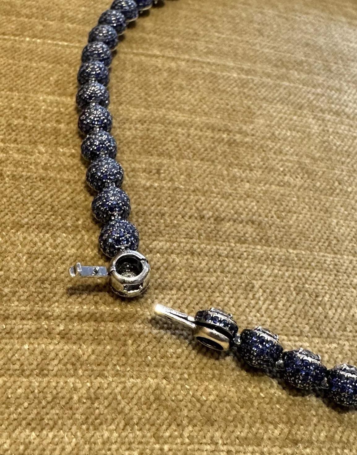 Women's Lugano Diamond and Sapphire Choker Necklace in 18k White Gold