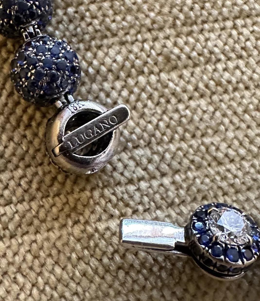 Lugano Diamond and Sapphire Choker Necklace in 18k White Gold 1