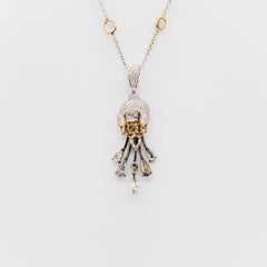 Lugano Estate Brown and White Multi-Shape Necklace in 18 Karat 2-Tone Gold