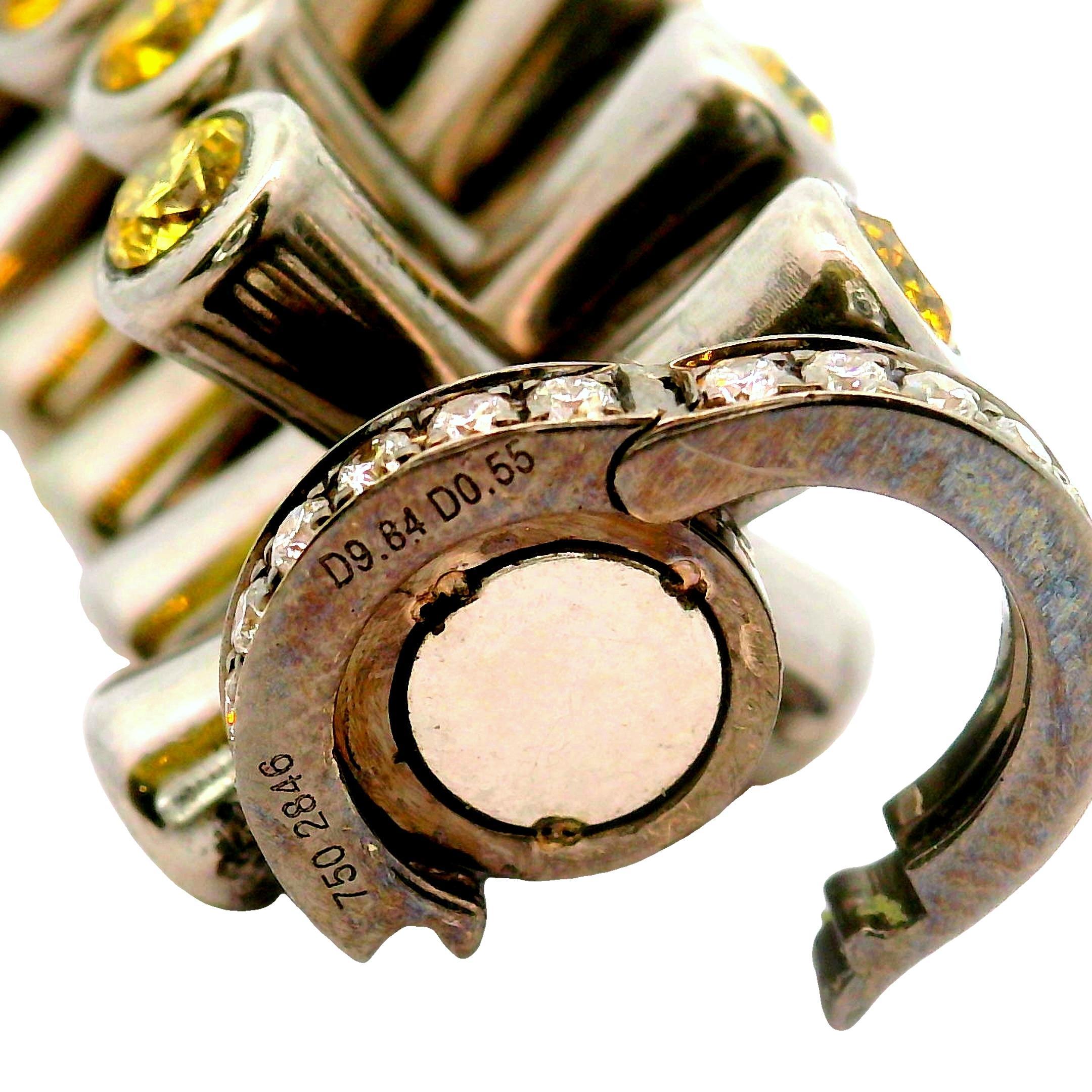 Bracelet extensible Lugano Fancy Yellow Diamond en titane, certifié GIA en vente 2