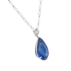 Lugano GIA 12,97 Karat birnenförmiges Saphir-Diamant-Collier