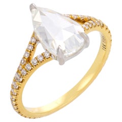 Lugano GIA 1.54 carat rose cut diamond 18k yellow gold engagement ring