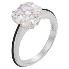 Bague de fiançailles en or blanc 18 carats Lugano GIA 2,00 carats diamant taille mine ancienne