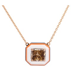 Collana in ceramica in oro rosa di Lugano GIA da 2,58 carati con diamante fancy color 18k