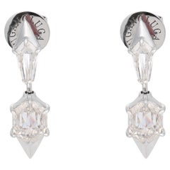 Boucles d'oreilles en or blanc émaillé Lugano GIA 5,33 carats diamant taille hexagonale 18k