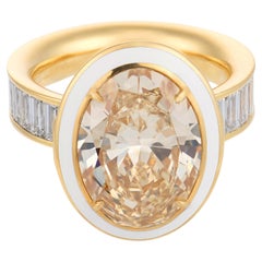 Bague en or jaune 18 carats Lugano GIA 6,03 carats diamant taille ovale