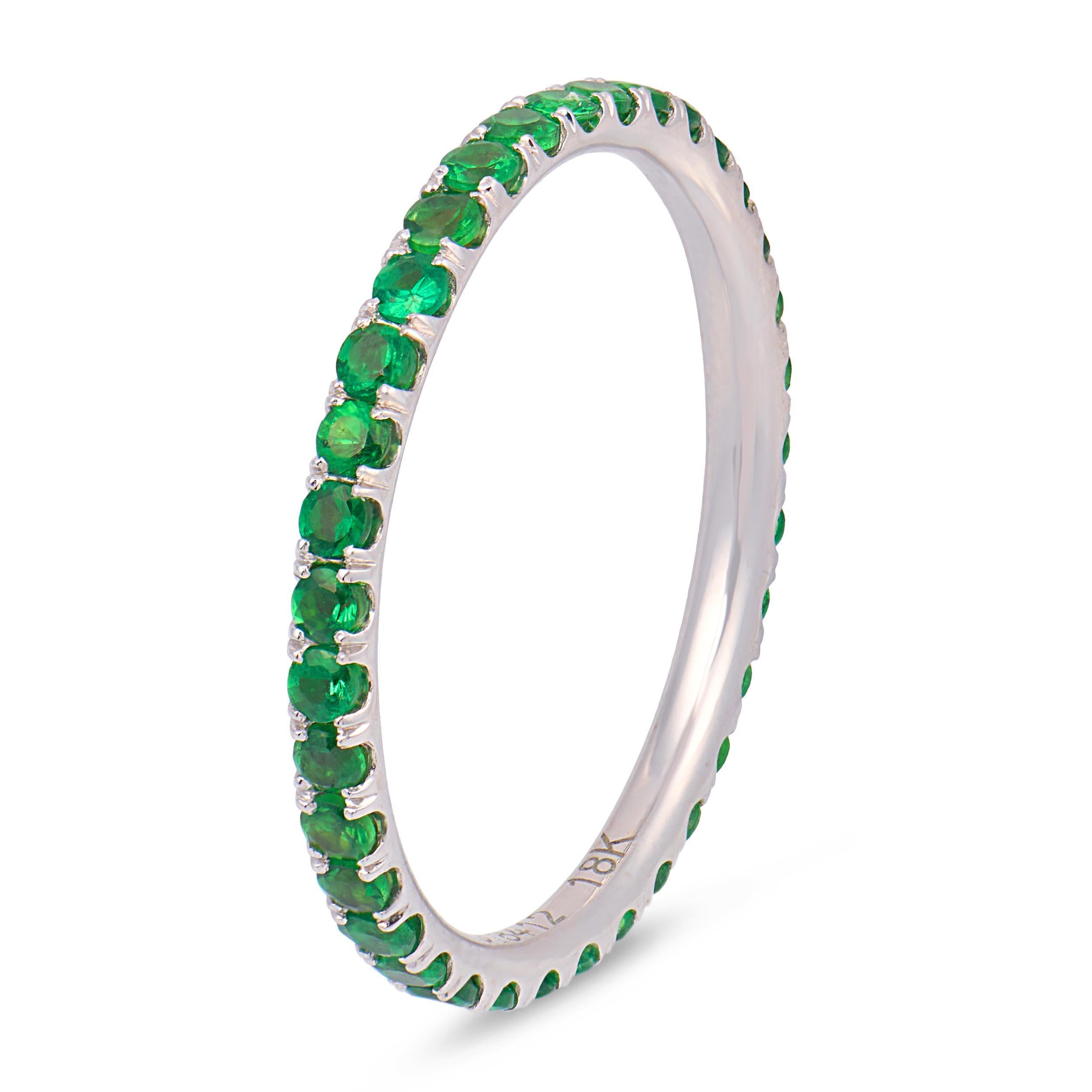 Bracelet d'éternité en or blanc 18k et grenat tsavorite de Lugano en vente