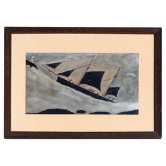 Lugger Painting Oil Naive Manner of Alfred Wallis Length 43cm 17"