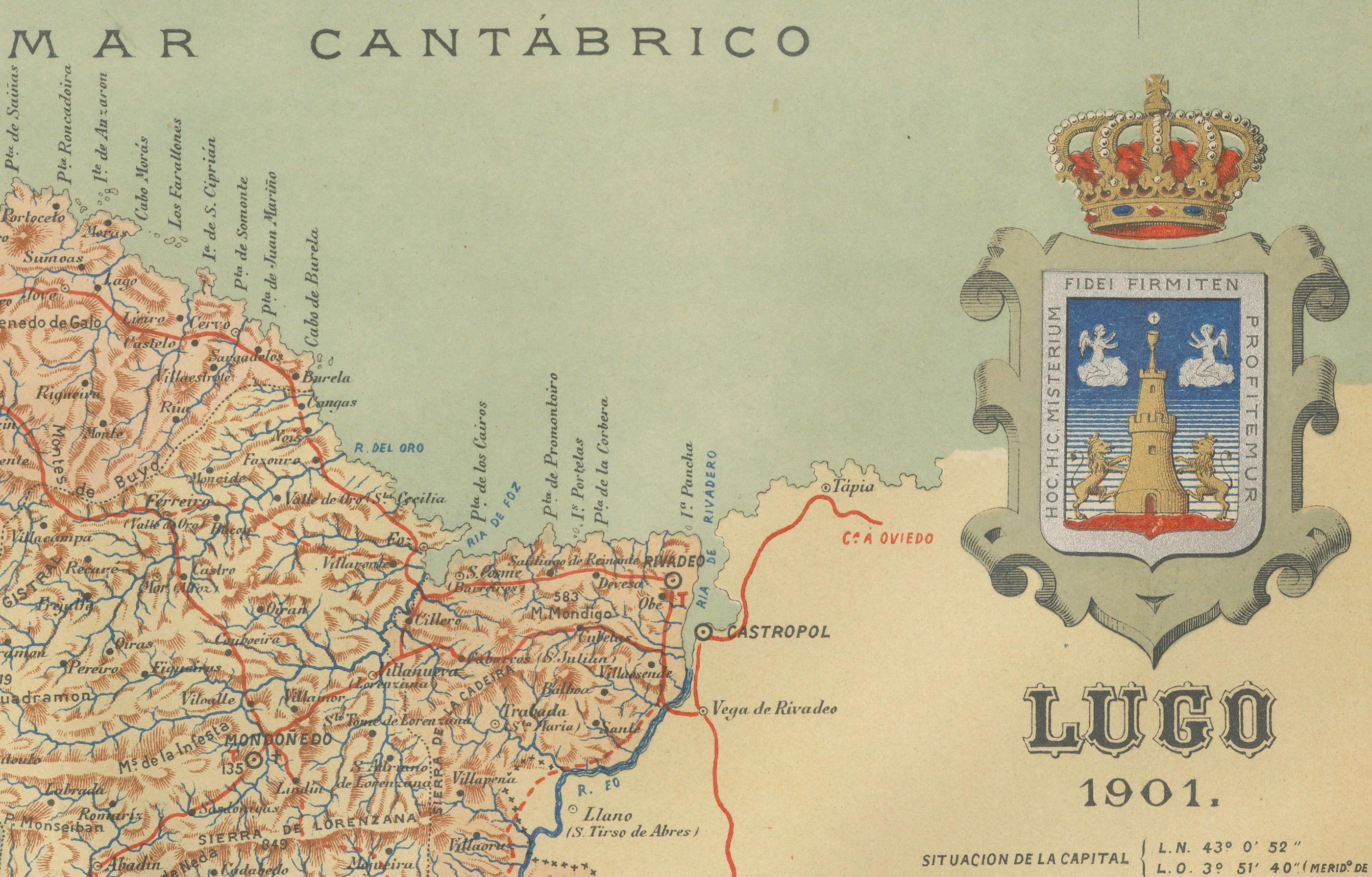 Paper Lugo 1901: A Cartographic Chronicle of Galicia's Ancient Roman Walled City For Sale
