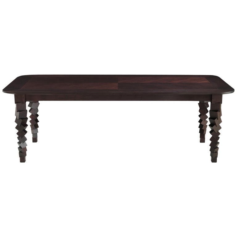 Lui 4 T Dining Table In Matt Dark Walnut Finish