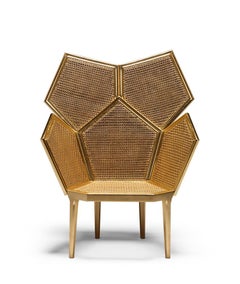 LUI 5/A Gold Leaf Double Cane Armchair composed of Pentagons by Bestenheider