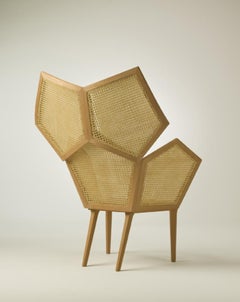 Lui 5/A Double Cane Armchair in Mahogany composed of Pentagons