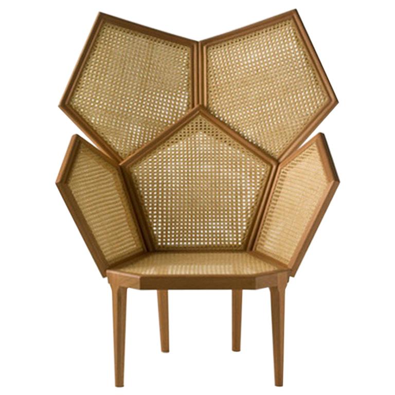 Lui 5/A Double Cane Armchair in Mahogany composed of Pentagons For Sale