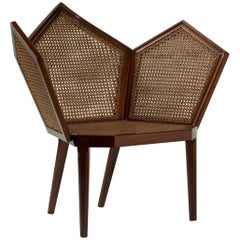 LUI5/S Double Cane Small Armchair composed of Pentagons By Philippe Bestenheider