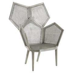 LUI 5A Hand Caned Gray Lead Leaf Armchair composed of Pentagons