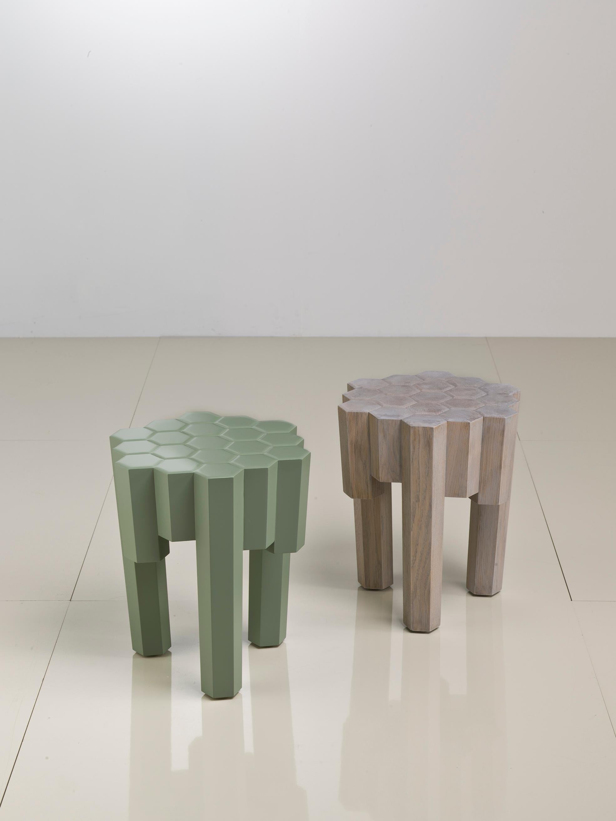 
Step into the captivating world of Lui 6—the small tables designed by Philippe Bestenheider that draw inspiration from the intricate beauty of nature, specifically the aesthetic allure of honeycombs. In a mesmerizing dance of hexagonal shapes,
