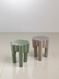 LUI/6 Low Table in Solid Wood composed of Hexagons by Philippe Bestenheider