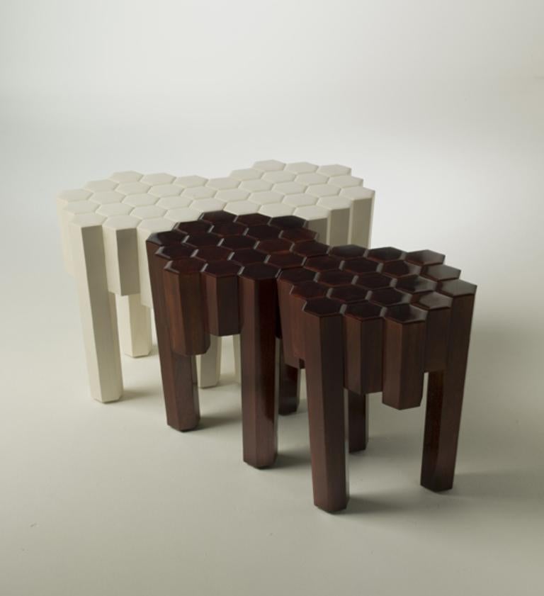 Table basse LUI/6 en bois massif composée d'hexagones par Philippe Bestenheider Neuf - En vente à Lentate sul Seveso, Monza e Brianza