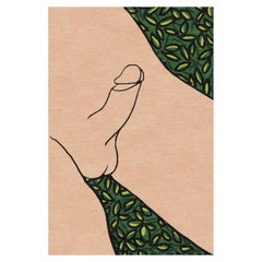 Lui – Kunstteppich mit figurativem Aktmotiv und botanischem Muster, handgeknüpft aus Wolle, Nepal