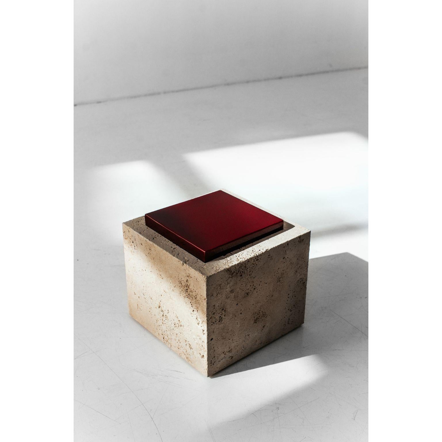 LUI side table by Ira Boyko
Dimentions: D 42 x W 42 x H 42 cm
Materials: Glass, Stone travertine classic light cross-cut.

«RED SQUARE» by ?. malevich became a starting point for me in the process of creating my collection. it definitely has