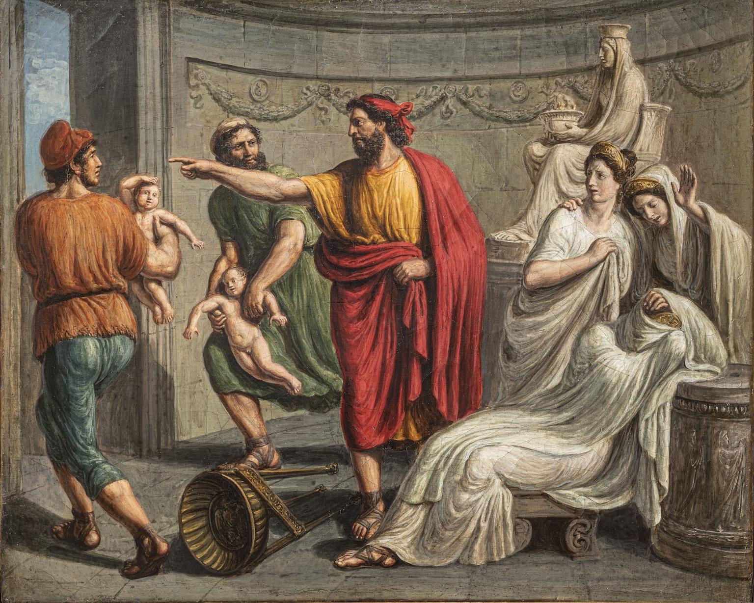 Rare neoclassical historical figurative painting Roman antiquity of the 19th century - Painting by Luigi Ademollo
