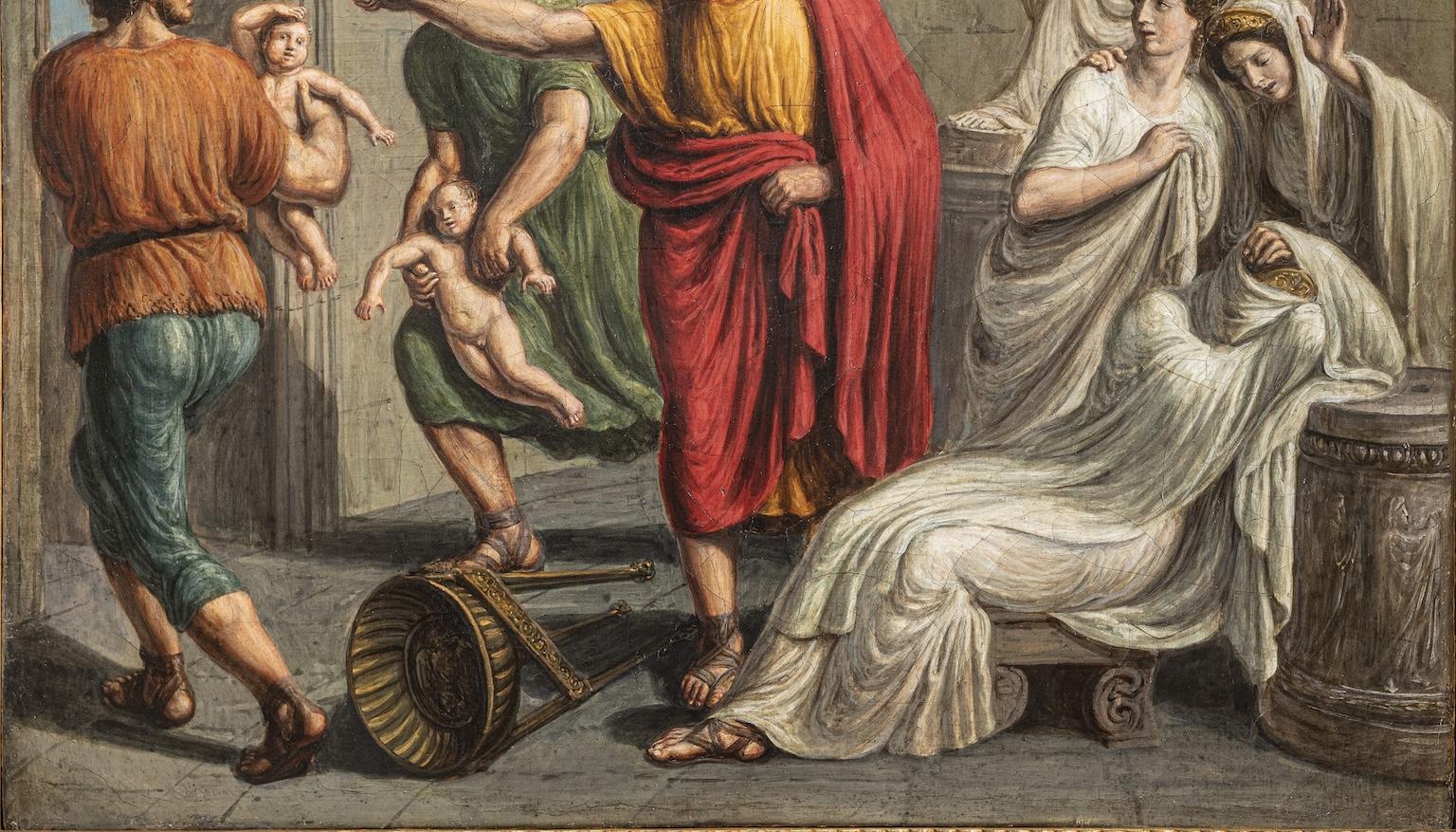 Rare neoclassical historical figurative painting Roman antiquity of the 19th century For Sale 1