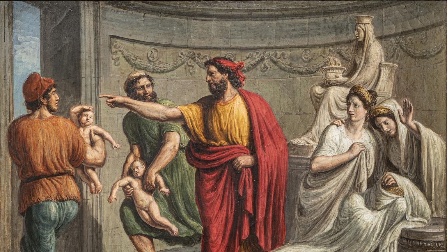 Rare neoclassical historical figurative painting Roman antiquity of the 19th century For Sale 2