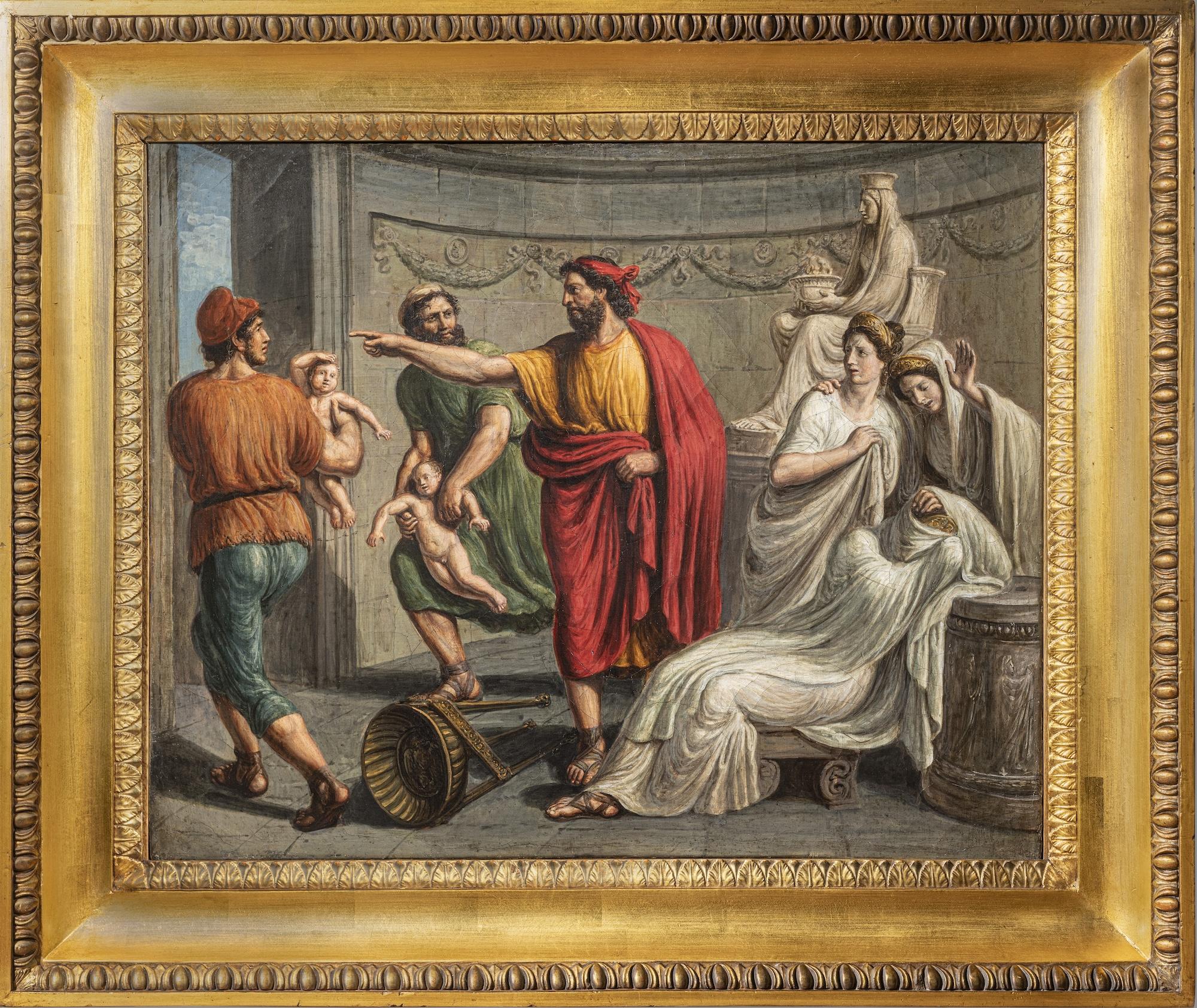 Rare peinture figurative néoclassique de l'Antiquité romaine du 19e siècle