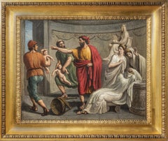 Rare neoclassical historical figurative painting Roman antiquity of the 19th century
