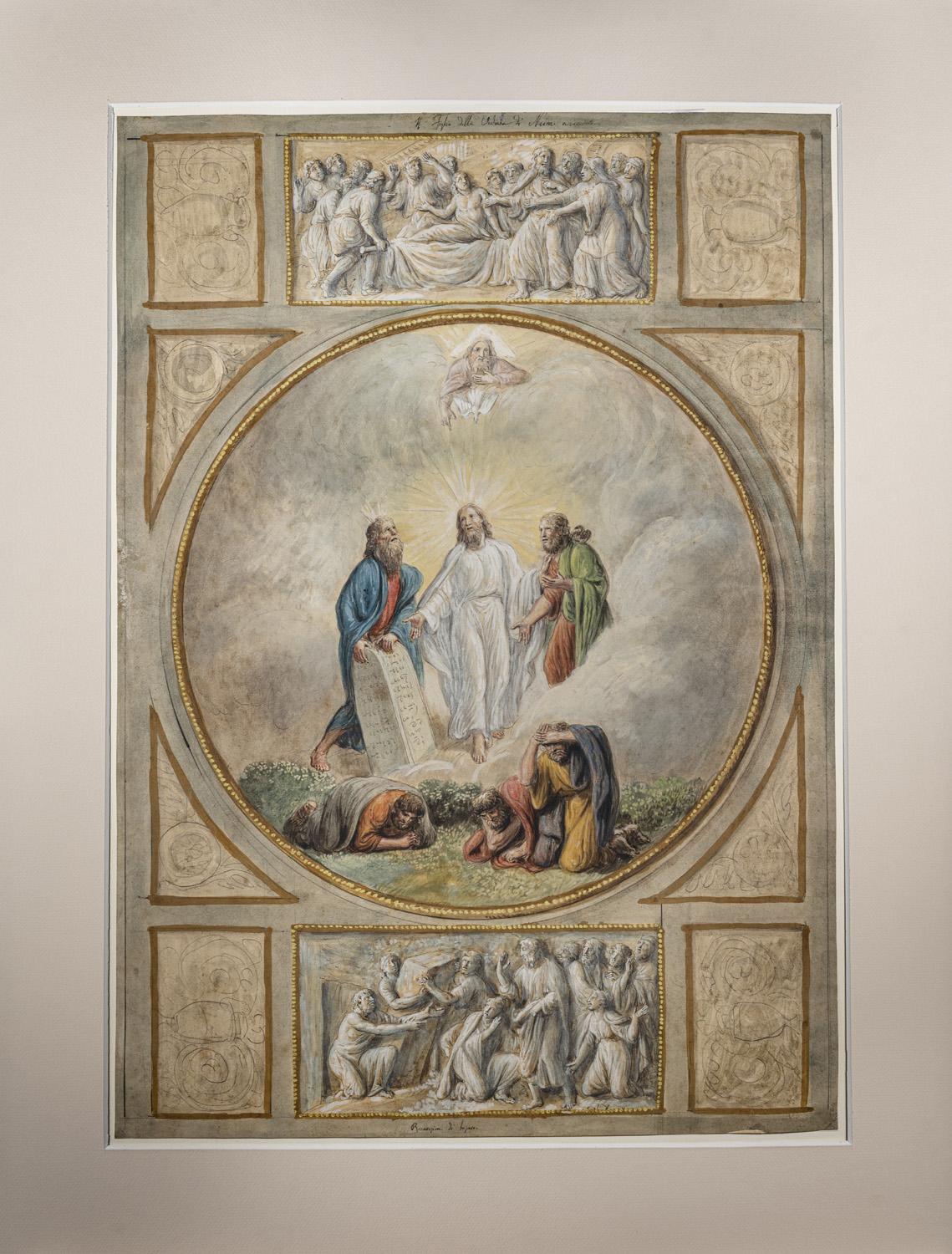 Témpera figurativa neoclásica sobre papel de tema religioso. - Painting de Luigi Ademollo