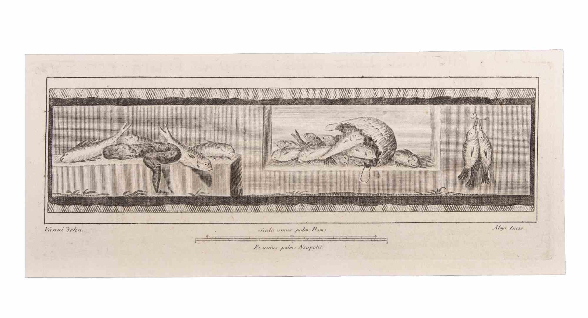 Decorazione con animali è un'acquaforte realizzata da  Luigi Aloja (1783-1837).

L'incisione appartiene alla suite di stampe "Antiquities of Herculaneum Exposed" (titolo originale: "Le Antichità di Ercolano Esposte"), un volume di otto incisioni dei