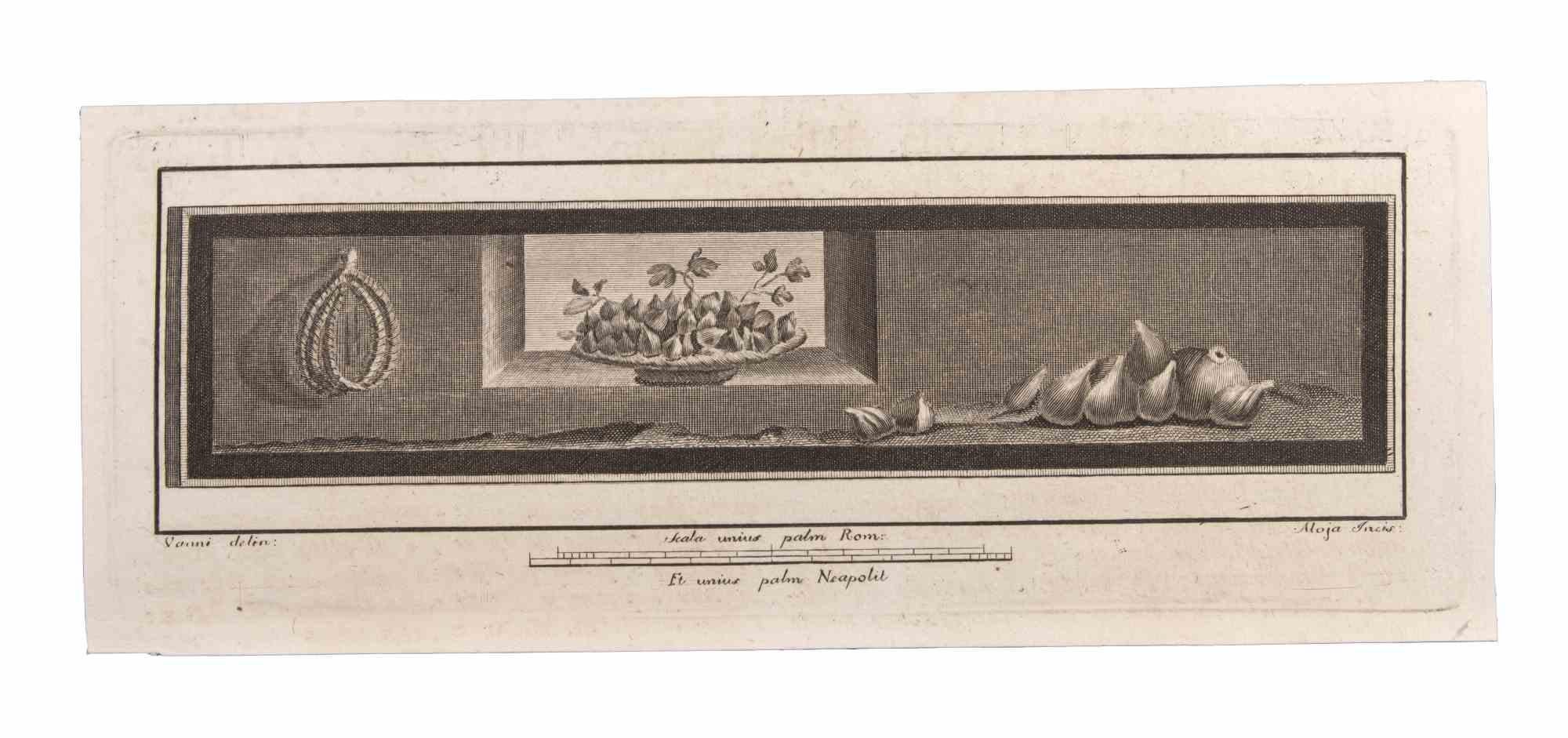 Decoration With Fruits ist eine Radierung realisiert von  Luigi Aloja (1783-1837).

Die Radierung gehört zu der Druckserie "Antiquities of Herculaneum Exposed" (Originaltitel: "Le Antichità di Ercolano Esposte"), einem achtbändigen Band mit Stichen