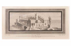 Meereslandschaft mit Monumenten und Figuren – Radierung von Luigi Aloja – 18. Jahrhundert