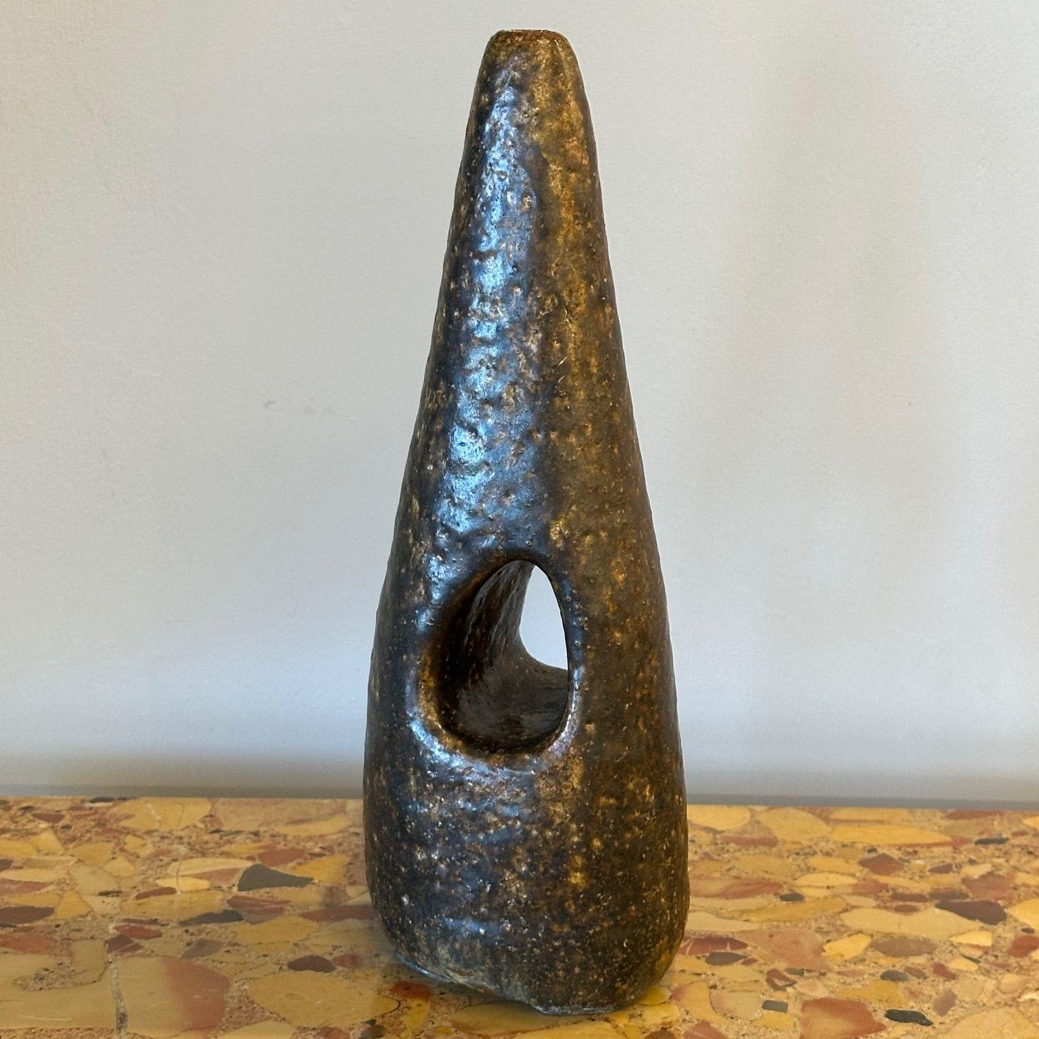 Mid-20th Century Luigi and Sophie De Lerma, Italian Mid-Century Modern, Organic Stoneware Vase For Sale