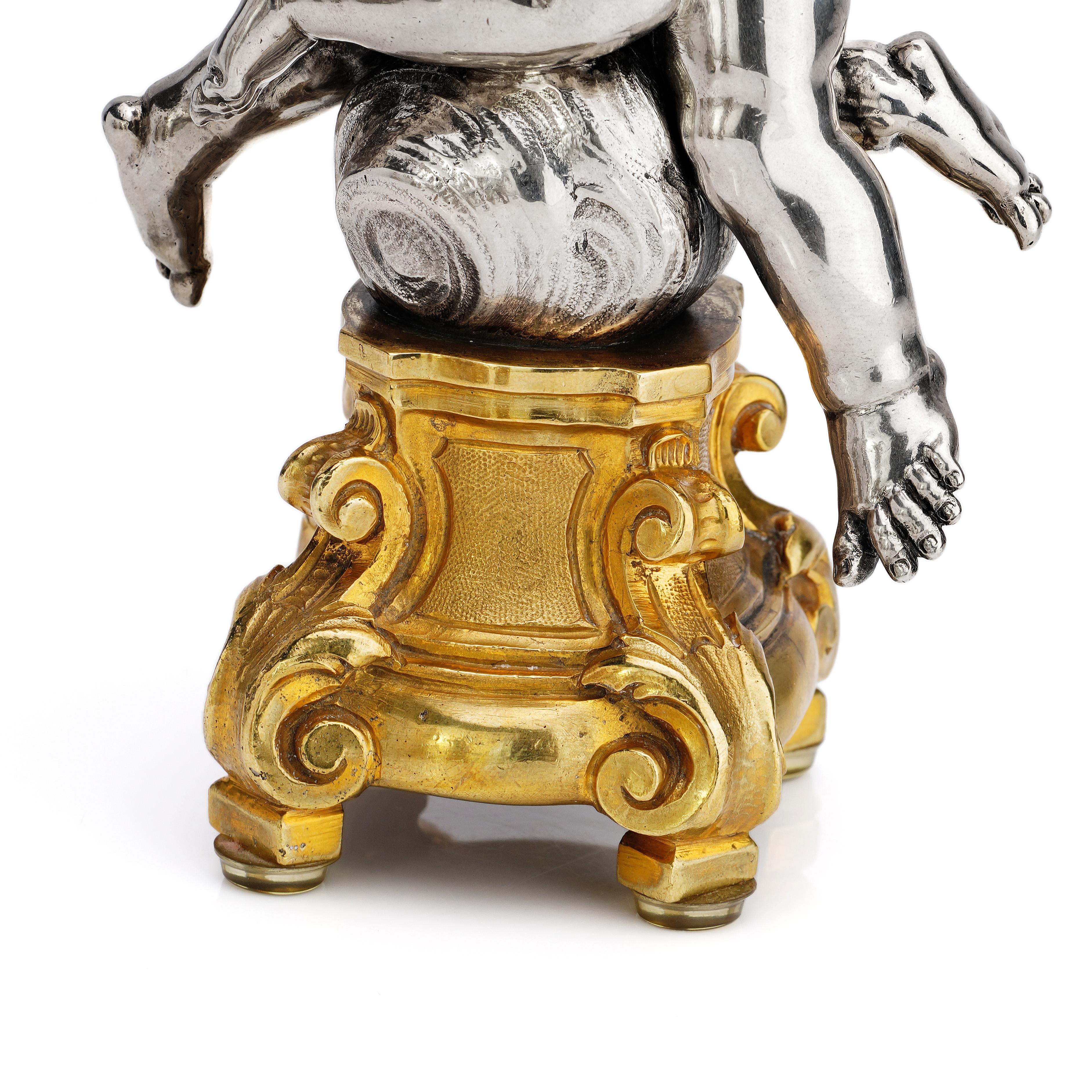 Luigi Avolio Set of Four 800, Italian Silver and Ormolu Figural Groups For Sale 5