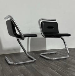 Luigi Bardini Paar Sessel Design 1970er Jahre Chrom Stahlrohr