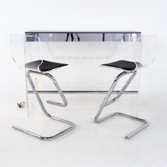 Luigi Bardini Mid Century Illuminating Lucite Bar and Barstools
