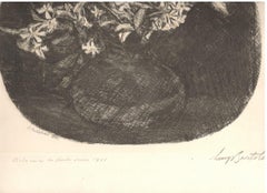 Ciclamini su Fondo Scuro - Etching by Luigi Bartolini - 1941