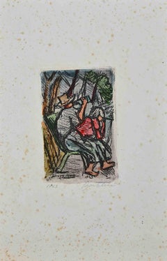 Merenda in campagna - Print by Luigi Bartolini - 1943