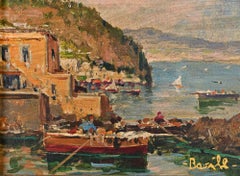 Gulf of Naples - Peinture originale de Luigi Basile - Fin du XXe siècle