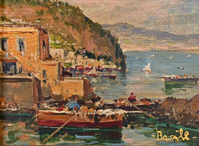 Gulf of Naples - Original Painting by Luigi Basile - Late 20th century 1
