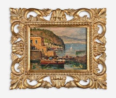 Gulf of Naples - Original Painting by Luigi Basile - Late 20th century