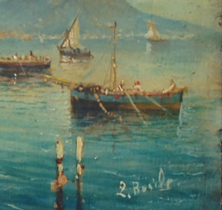 Luigi Basile MARINE Italian landscape oil on board painting, Luigi